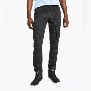 Guess Men's Utility Twill Joggers in Jet Black SZ 33